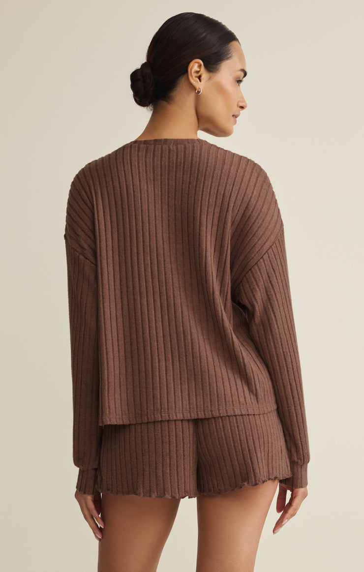 Tops Daydream Silky Rib Long Sleeve Top Macchiato