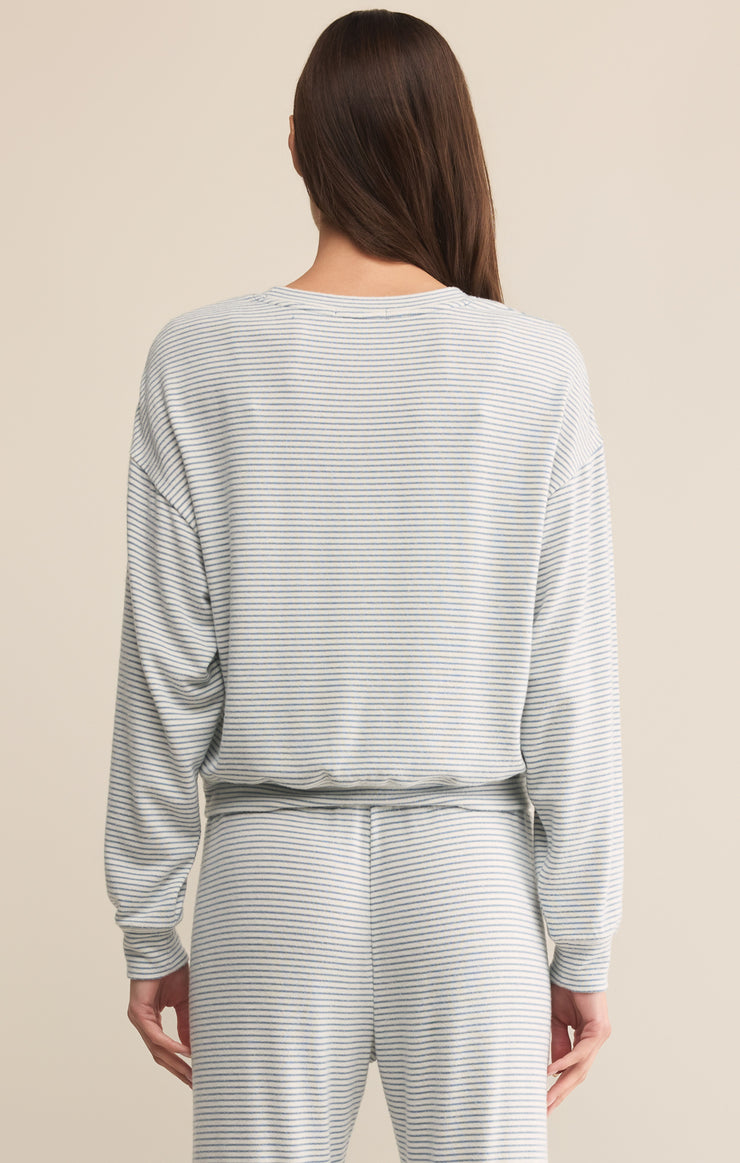 Tops Bisou Stripe Long Sleeve Light Denim