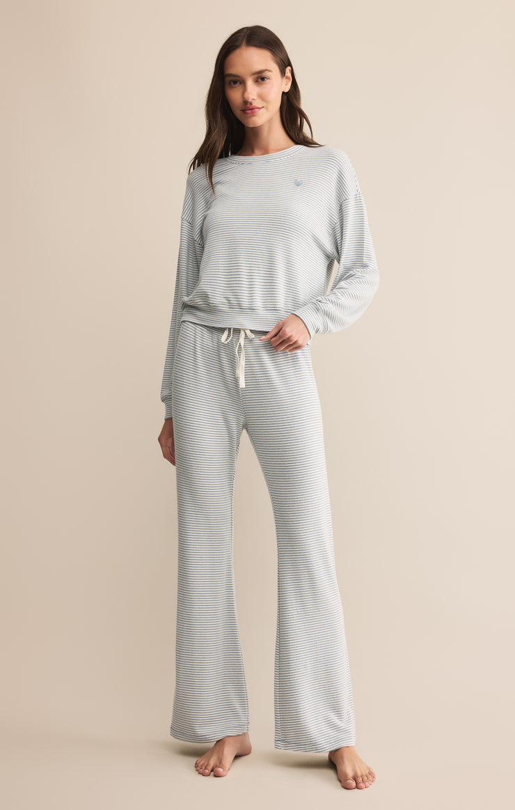 Tops Bisou Stripe Long Sleeve Light Denim