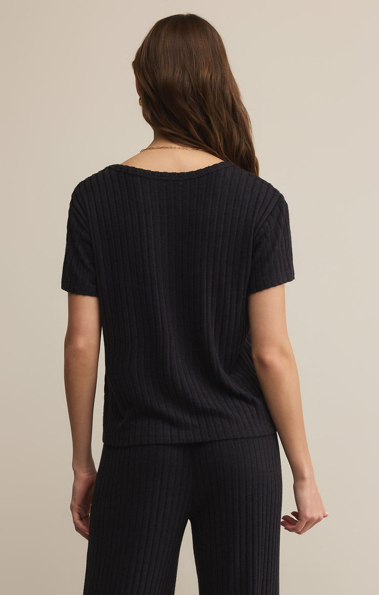 Tops Kara Rib Tee Black Sand