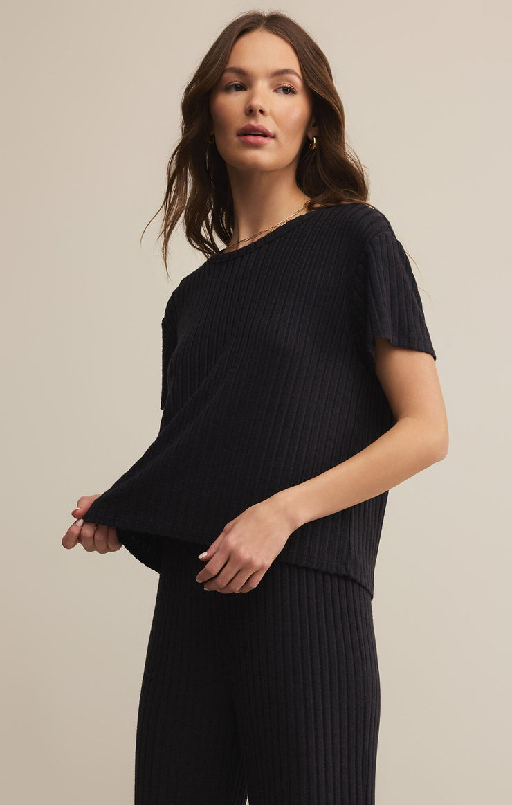 Tops Kara Rib Tee Black Sand