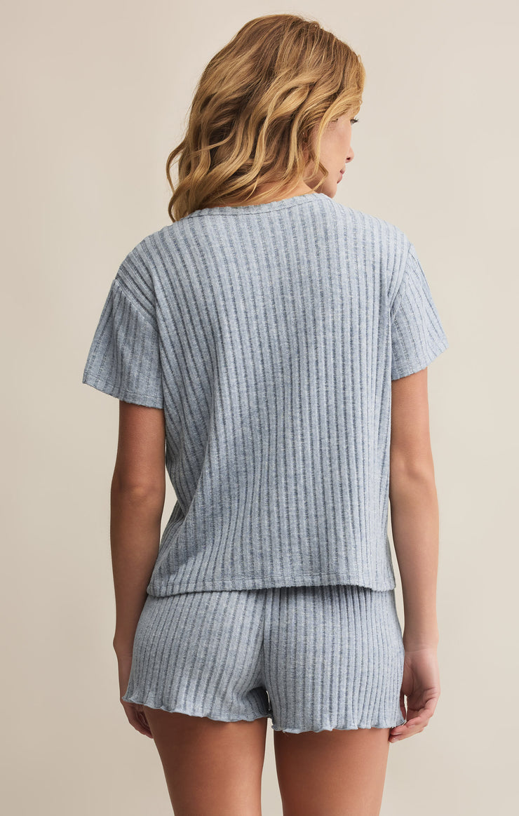 Tops Kara Rib Tee Light Denim