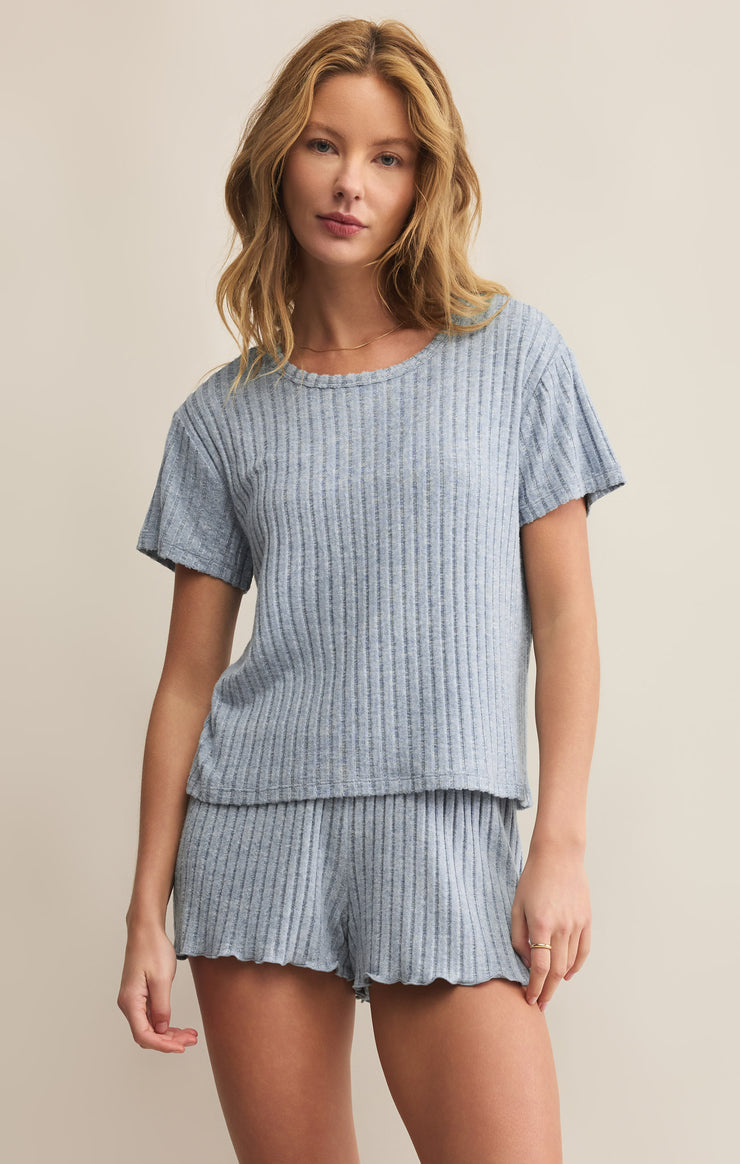 Tops Kara Rib Tee Light Denim