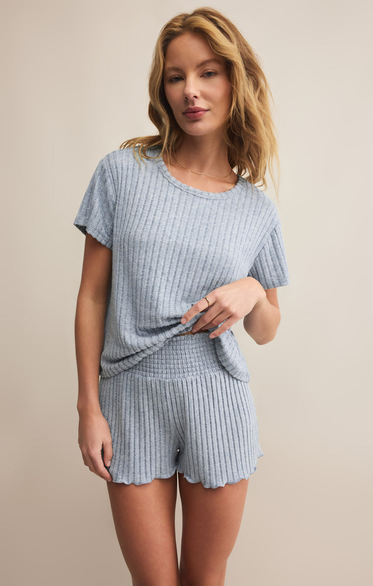 Tops Kara Rib Tee Light Denim