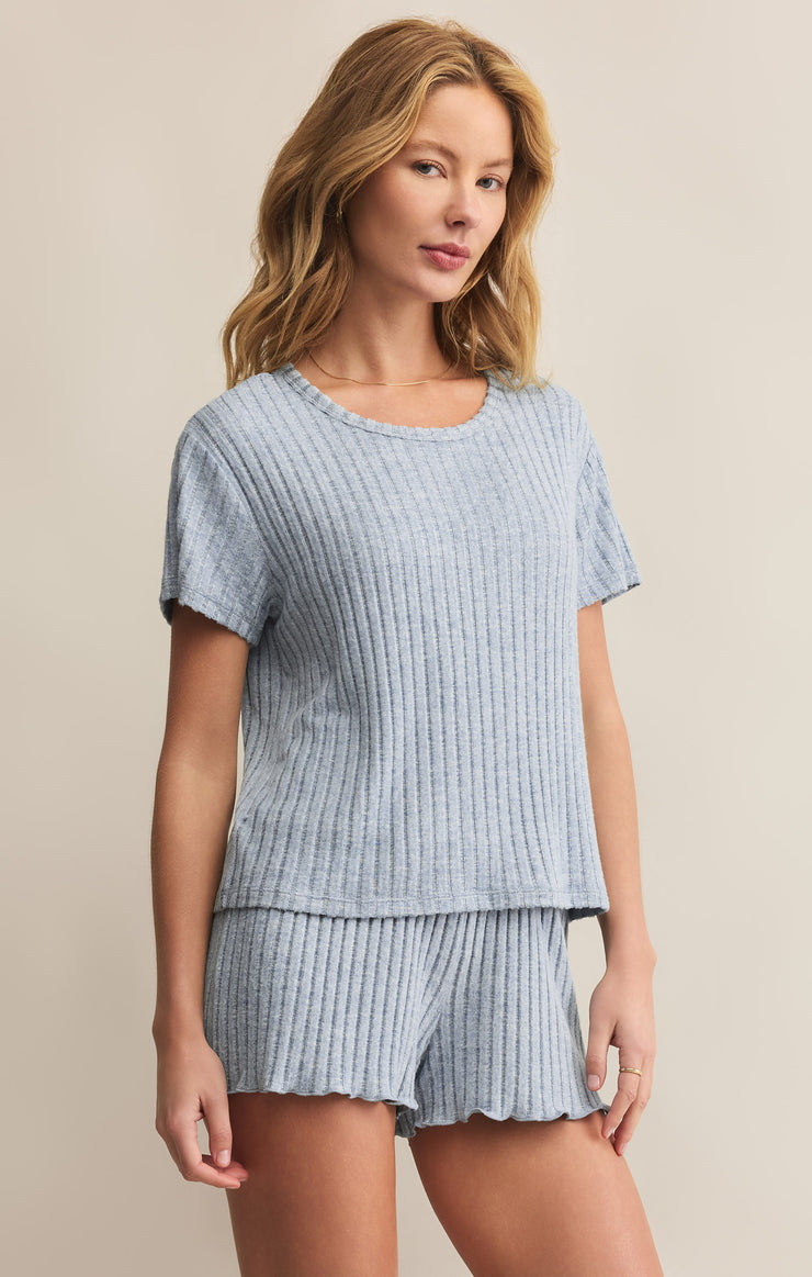 Tops Kara Rib Tee Light Denim
