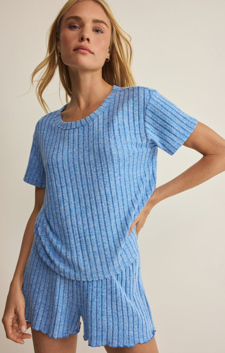 Tops Kara Rib Tee Tropical Tide