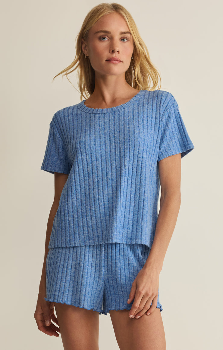 Tops Kara Rib Tee Tropical Tide