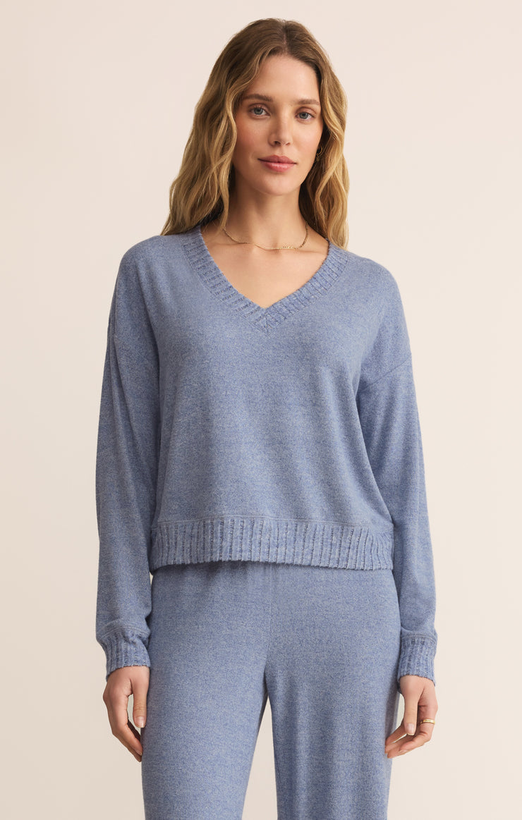Tops Courtney Long Sleeve Top Blue Velvet
