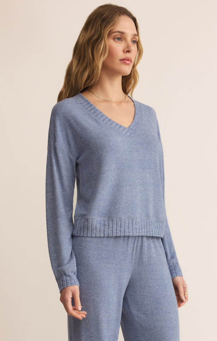 Tops Courtney Long Sleeve Top Blue Velvet