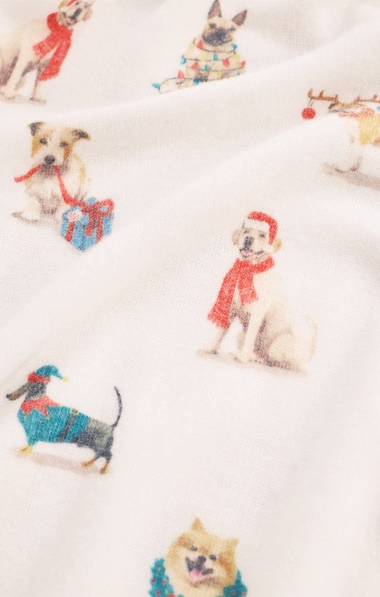 Tops Cozy Up Pup Long Sleeve Top White