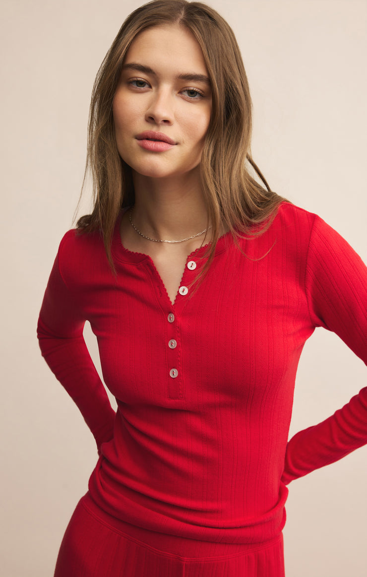 Tops Holly Pointelle Long Sleeve Top Holly Pointelle Long Sleeve Top