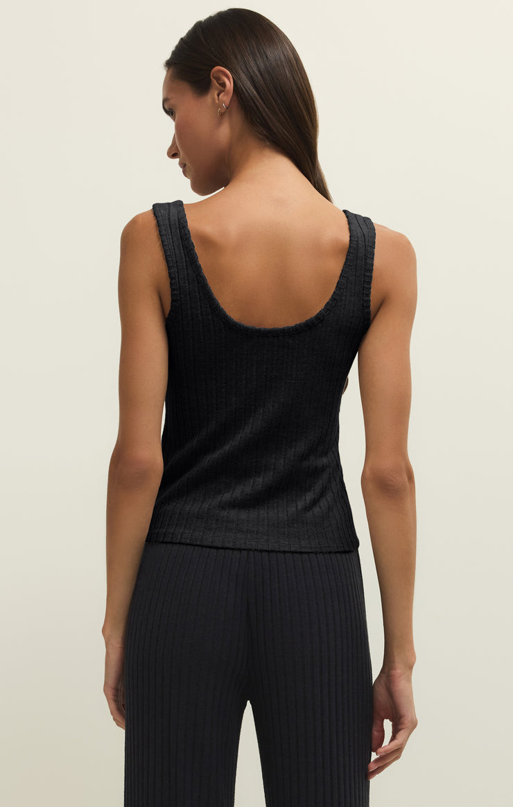 Tops Double Scoop Silky Rib Tank Black Sand
