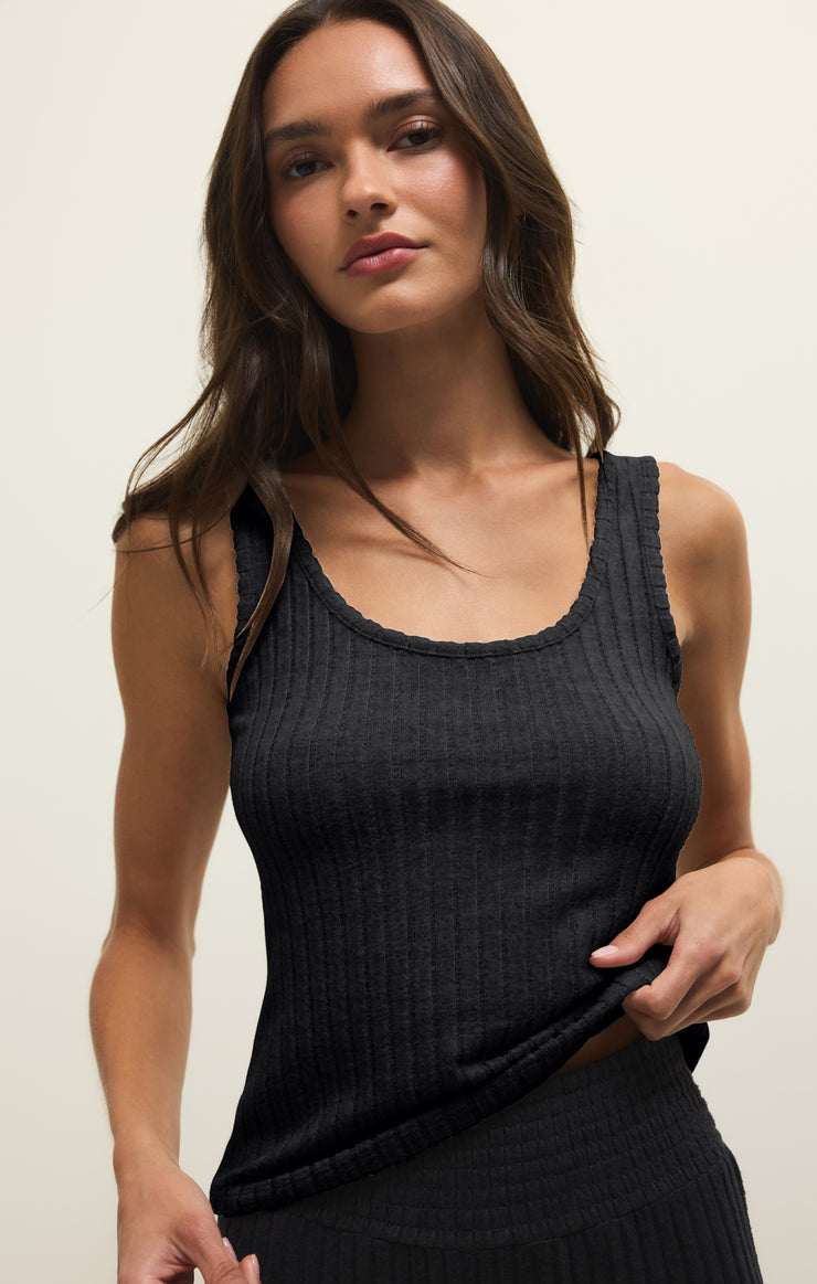 Tops Double Scoop Silky Rib Tank Black Sand