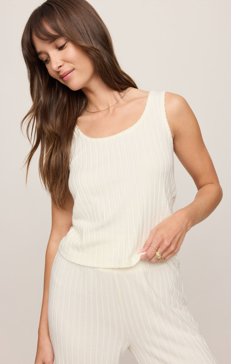 Tops Double Scoop Silky Rib Tank Bone