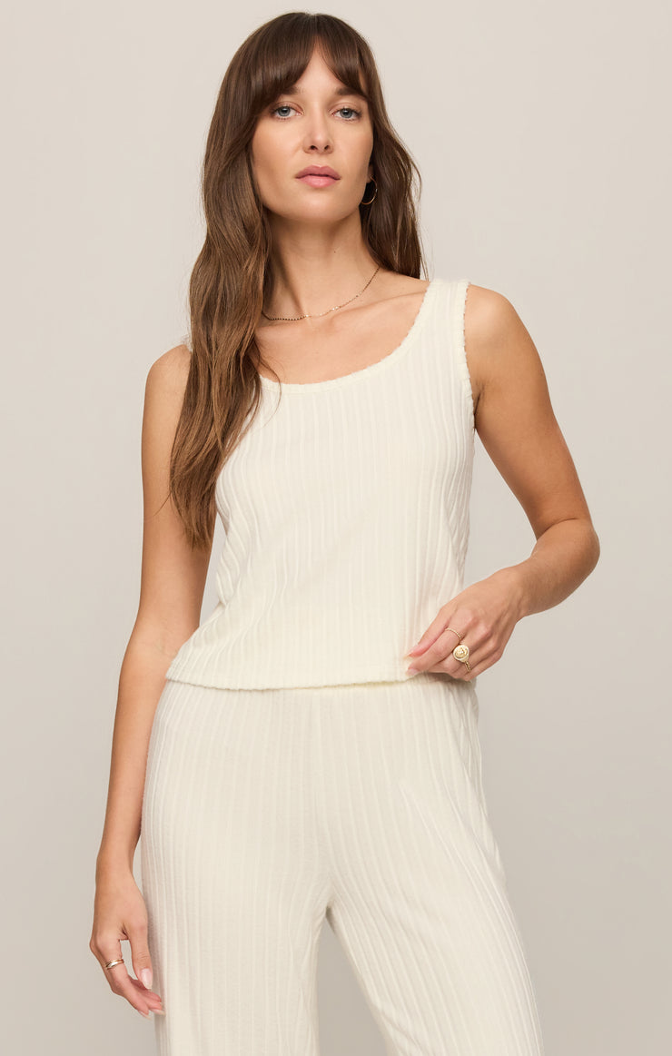 Tops Double Scoop Silky Rib Tank Bone