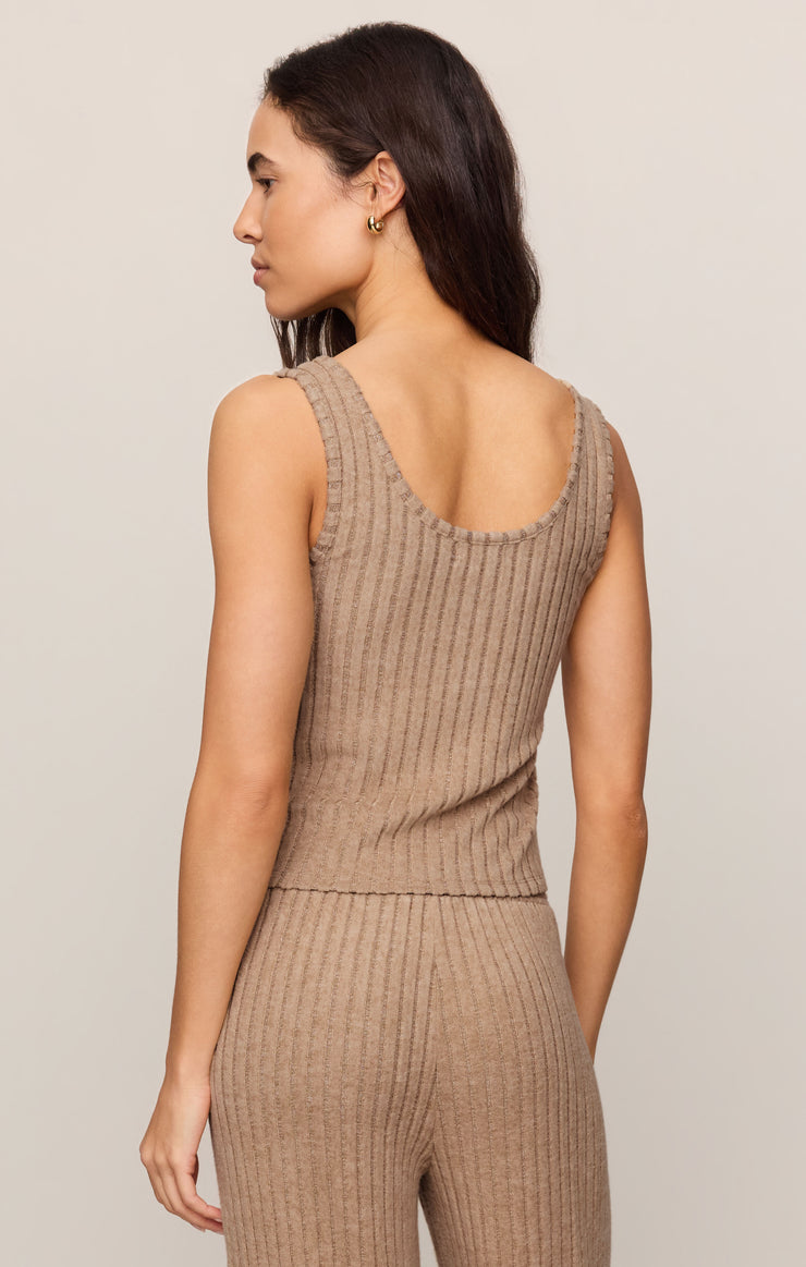 Tops Double Scoop Silky Rib Tank Light Toffee