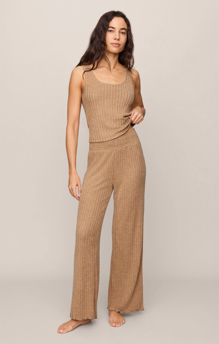 Tops Double Scoop Silky Rib Tank Light Toffee