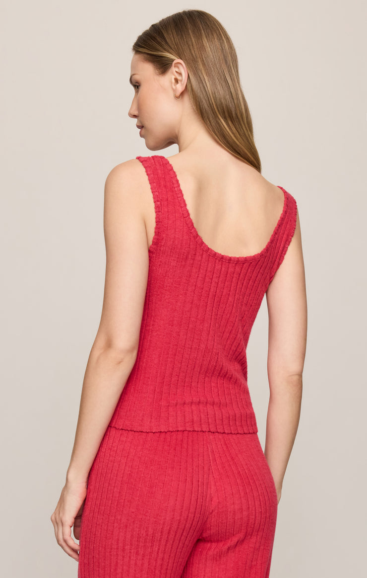 Tops Double Scoop Silky Rib Tank Ruby Red