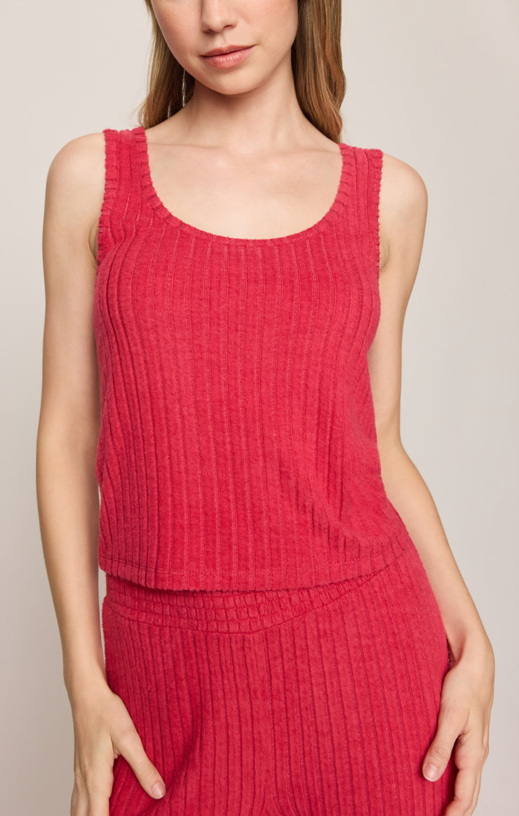 Tops Double Scoop Silky Rib Tank Ruby Red
