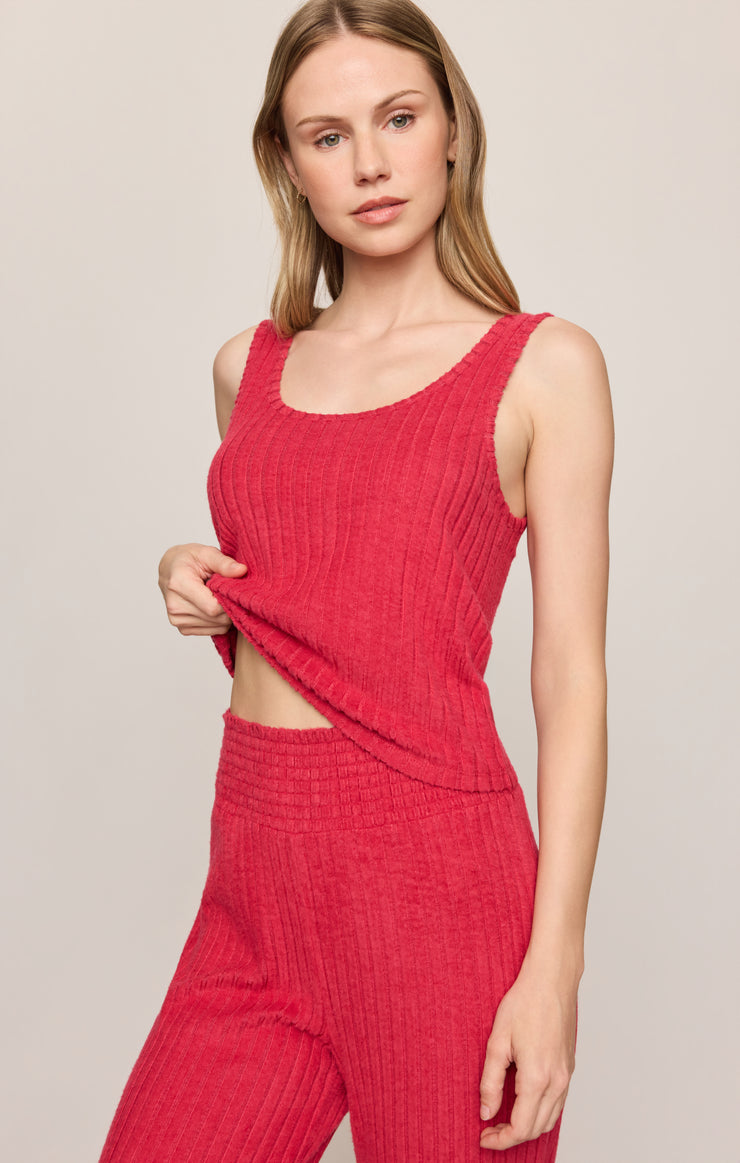 Tops Double Scoop Silky Rib Tank Ruby Red