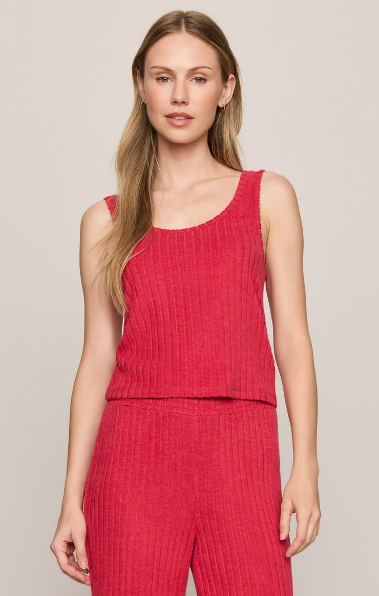 Tops Double Scoop Silky Rib Tank Ruby Red