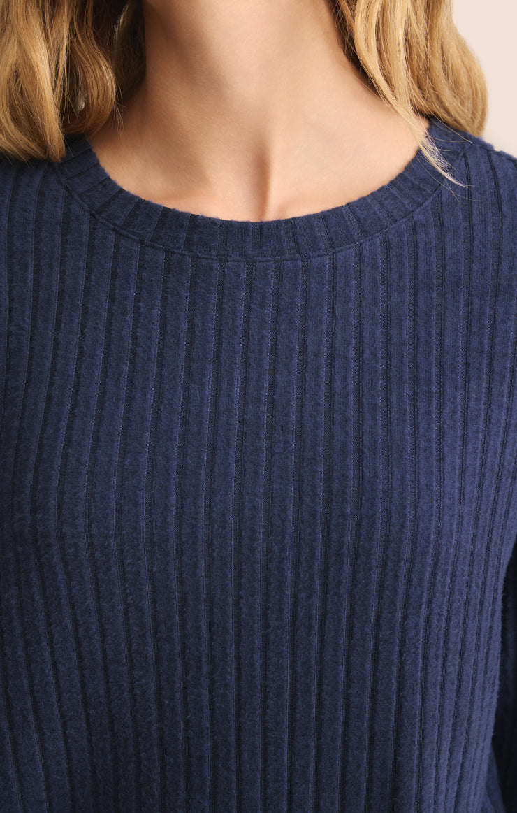 Tops Elfie Silky Rib Long Sleeve Top Blue Sapphire