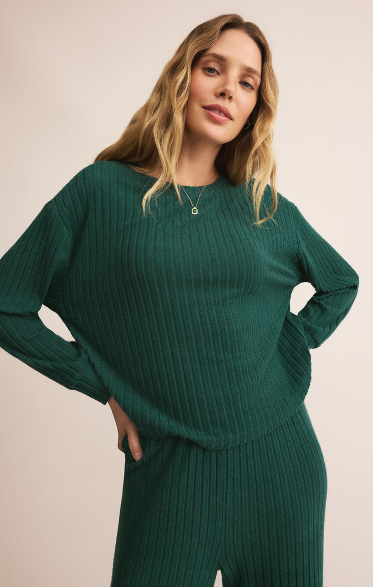 Tops Elfie Silky Rib Long Sleeve Top Mistletoe