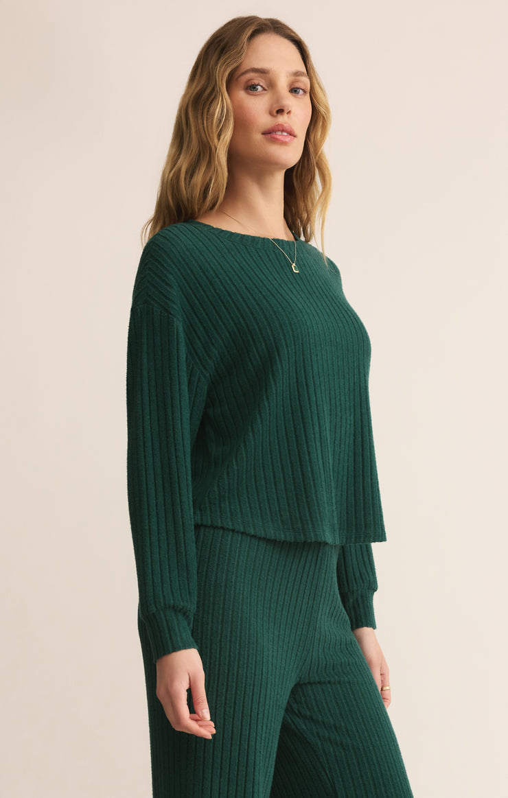 Tops Elfie Silky Rib Long Sleeve Top Mistletoe