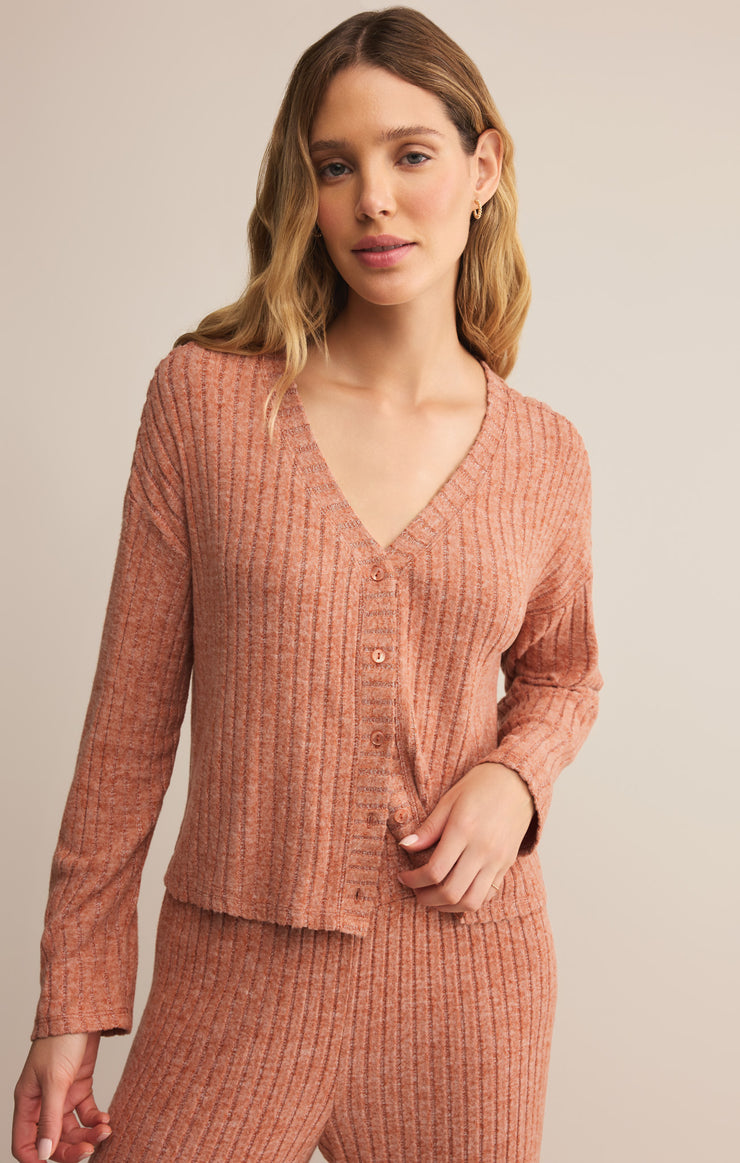 Tops Mara Silky Rib Cardigan Pumpkin Spice
