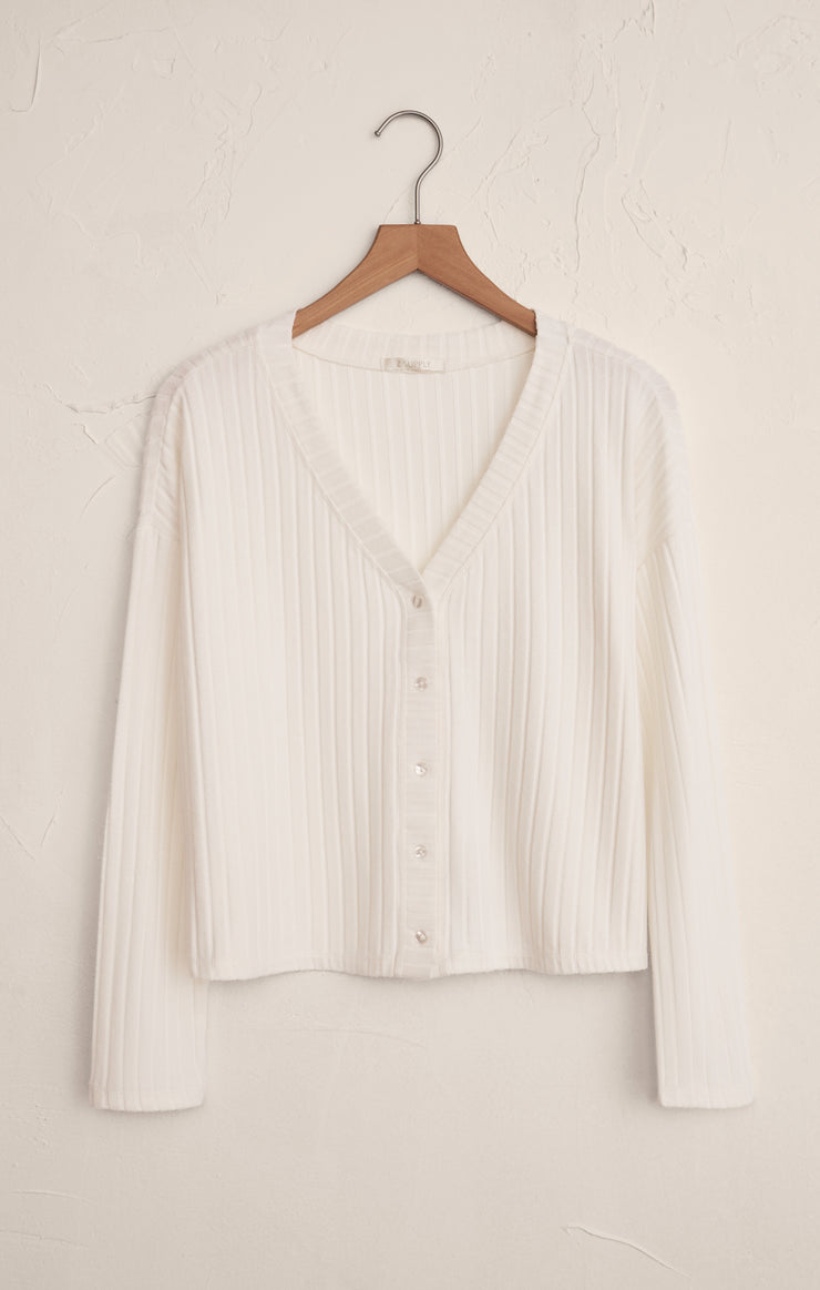 Tops Mara Silky Rib Cardigan Vanilla Ice