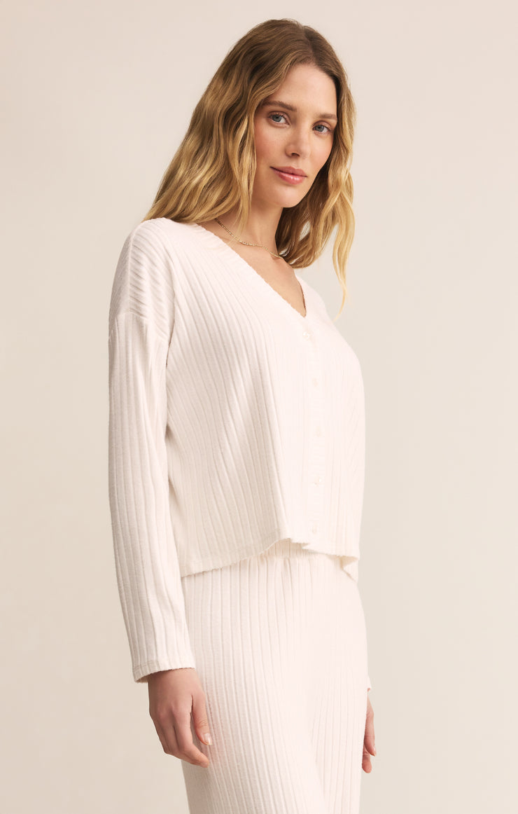 Tops Mara Silky Rib Cardigan Vanilla Ice