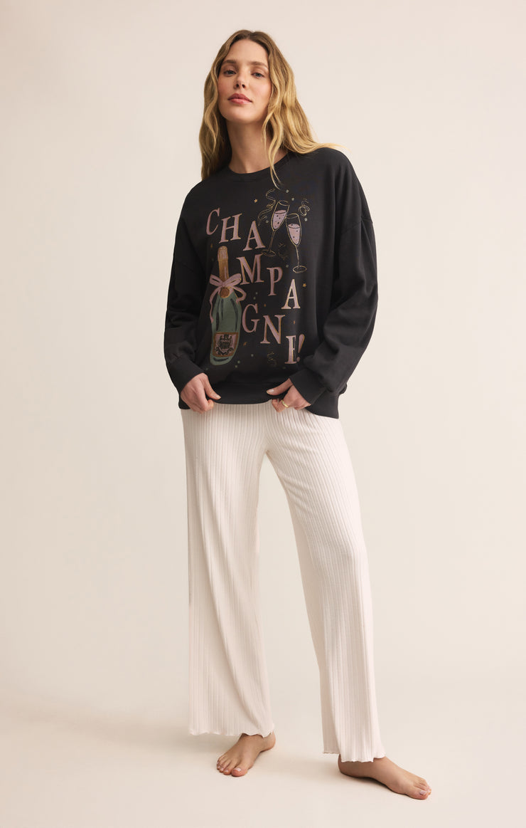 Tops Celebrate Champagne Sweatshirt Black Sand