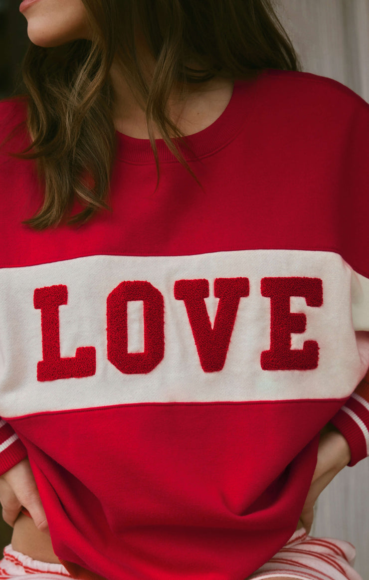 Tops Oversized Love Sweatshirt Kiss Me Red