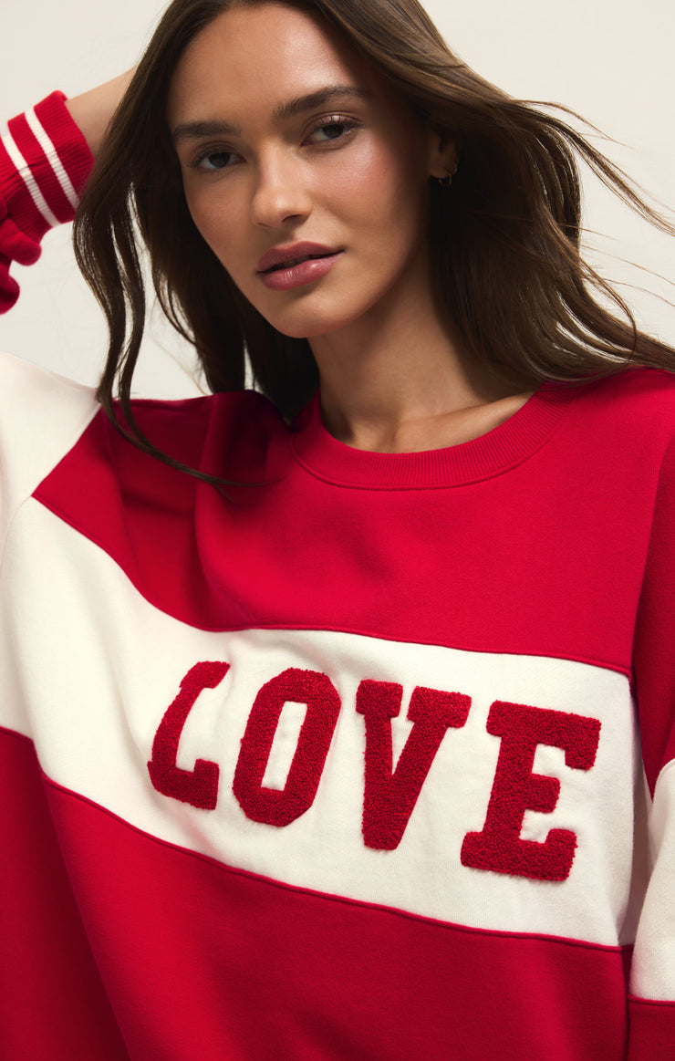 Tops Oversized Love Sweatshirt Kiss Me Red