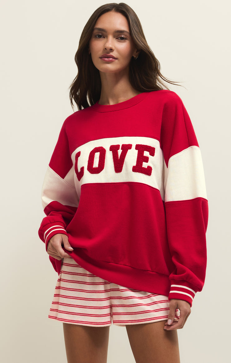 Tops Oversized Love Sweatshirt Kiss Me Red