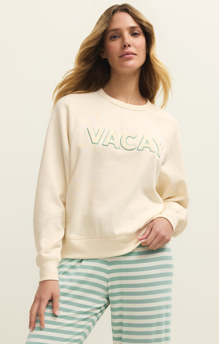 Tops Vacay Fleece Sweatshirt Vanilla Ice