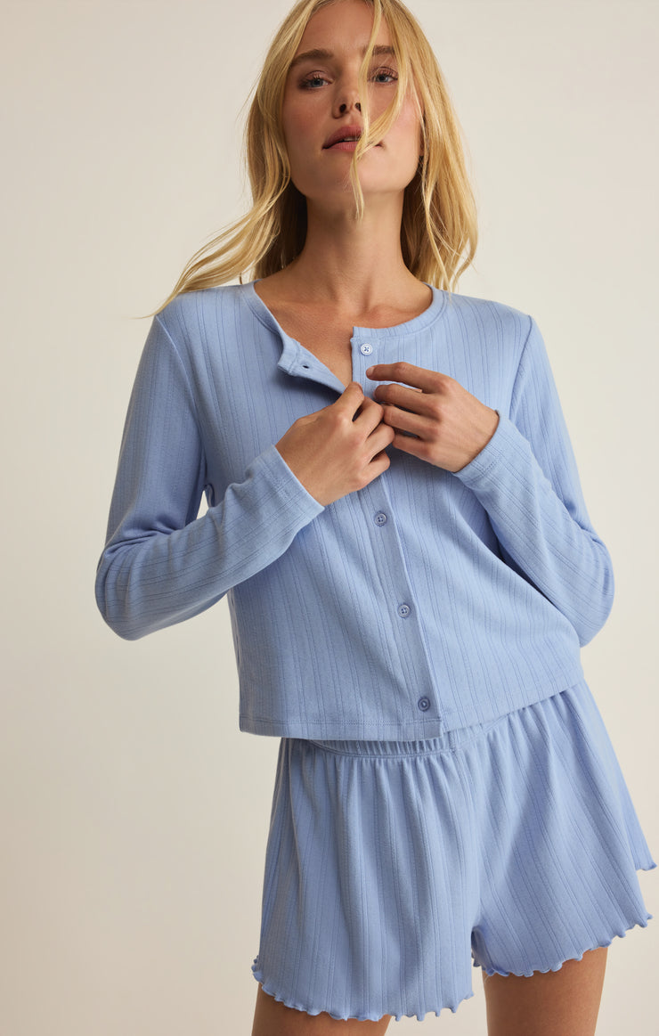 Tops Lovely Pointelle Top Ice Blue