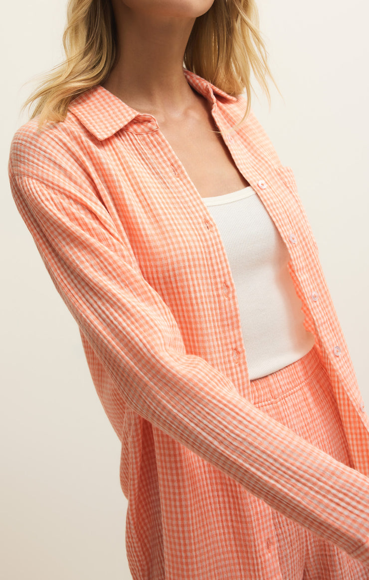 Tops Classic Gingham Top Cantaloupe