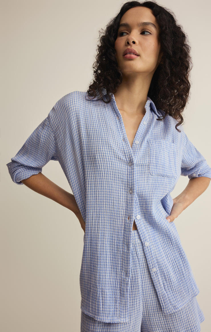 Tops Classic Gingham Top Ice Blue