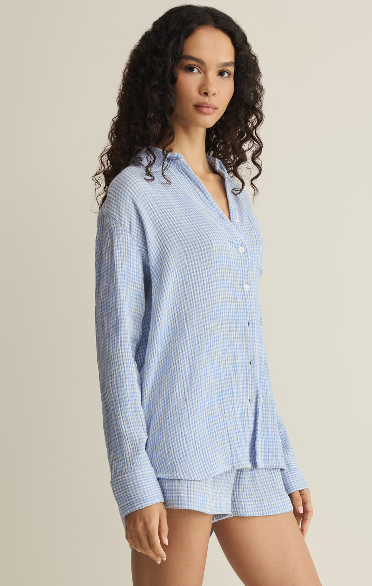 Tops Classic Gingham Top Ice Blue