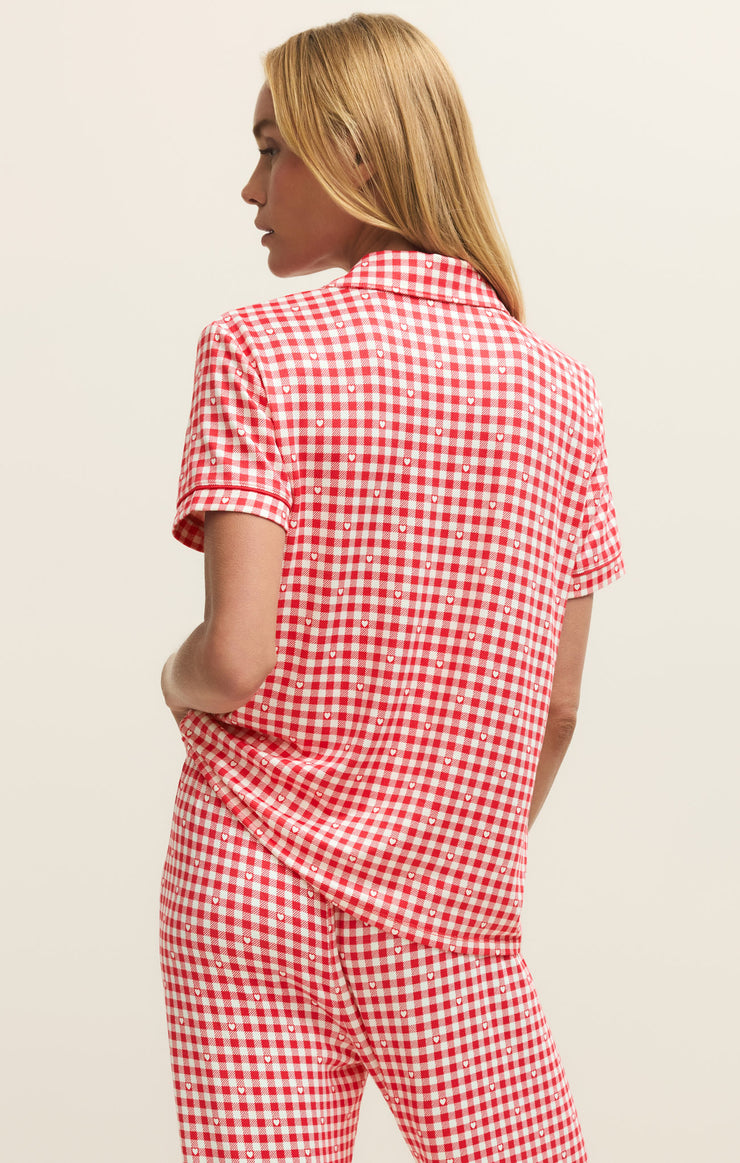 Tops Gingham PJ Top Kiss Me Red