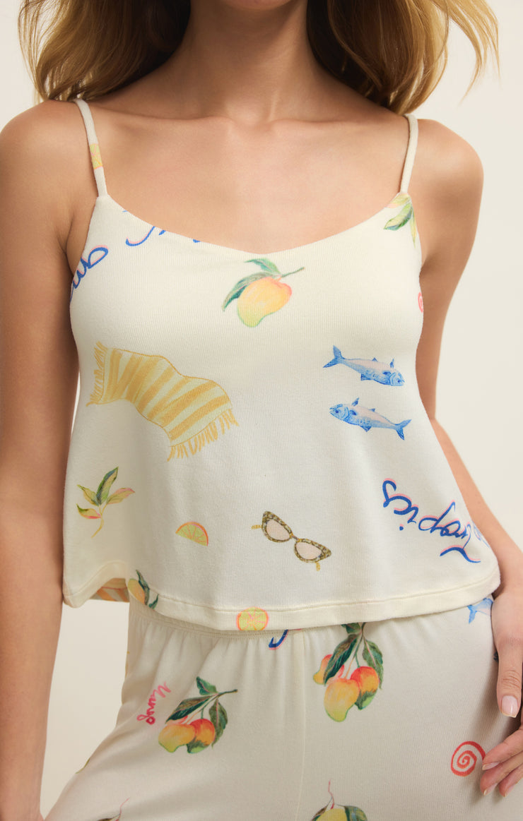 Tops Marbella Cropped Silky Jersey Cami Vanilla Ice