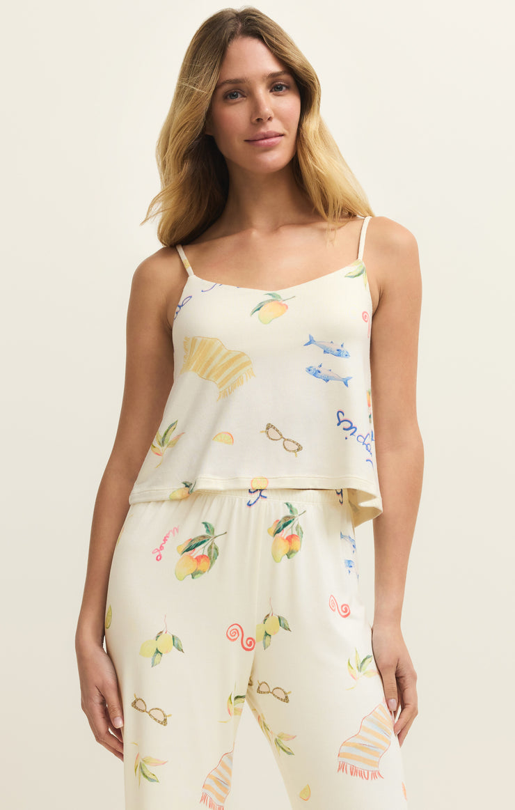 Tops Marbella Cropped Silky Jersey Cami Vanilla Ice