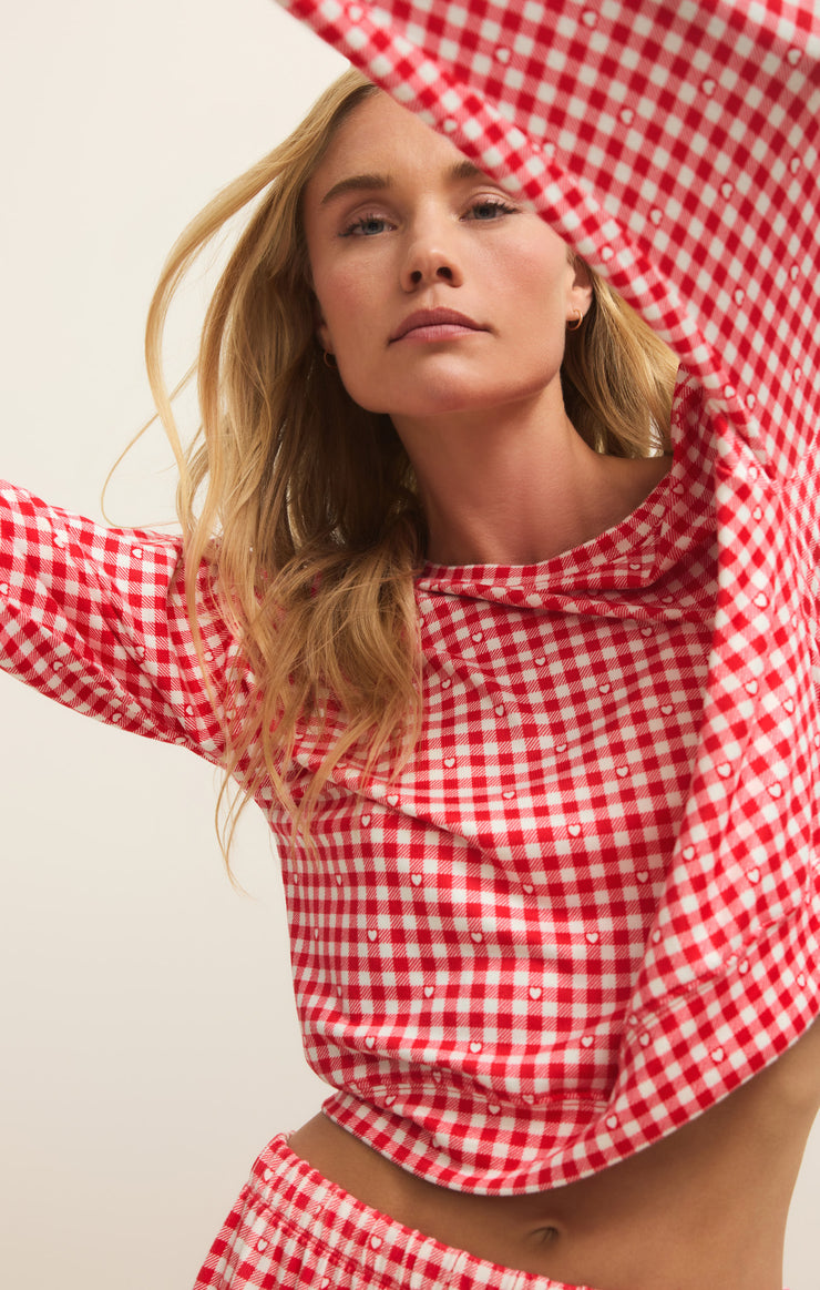 Tops Bisous Gingham PJ Long Sleeve Bisous Gingham PJ Long Sleeve