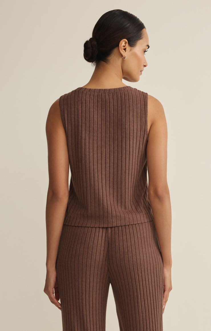 Tops Sloane V-Neck Silky Rib Tank Macchiato