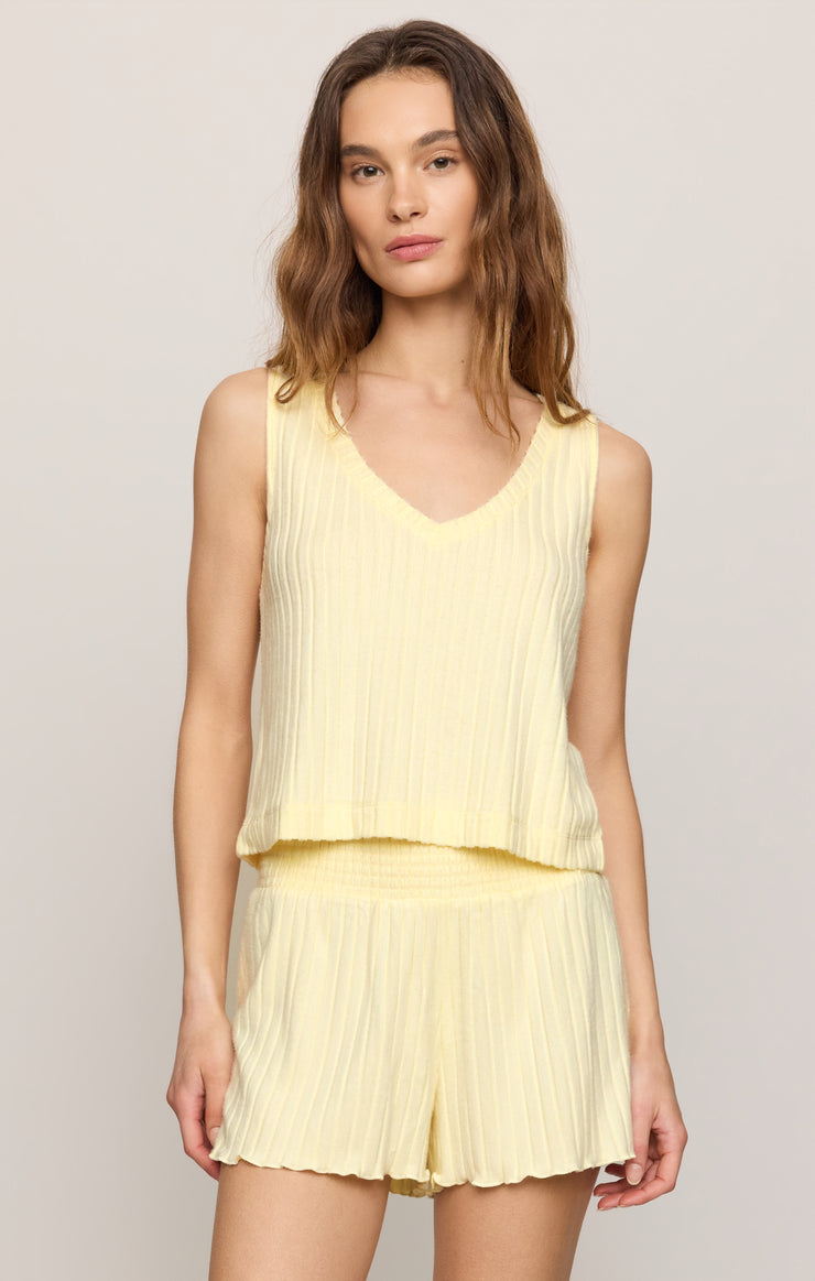 Tops Sloane V-Neck Rib Tank Mellow Yellow