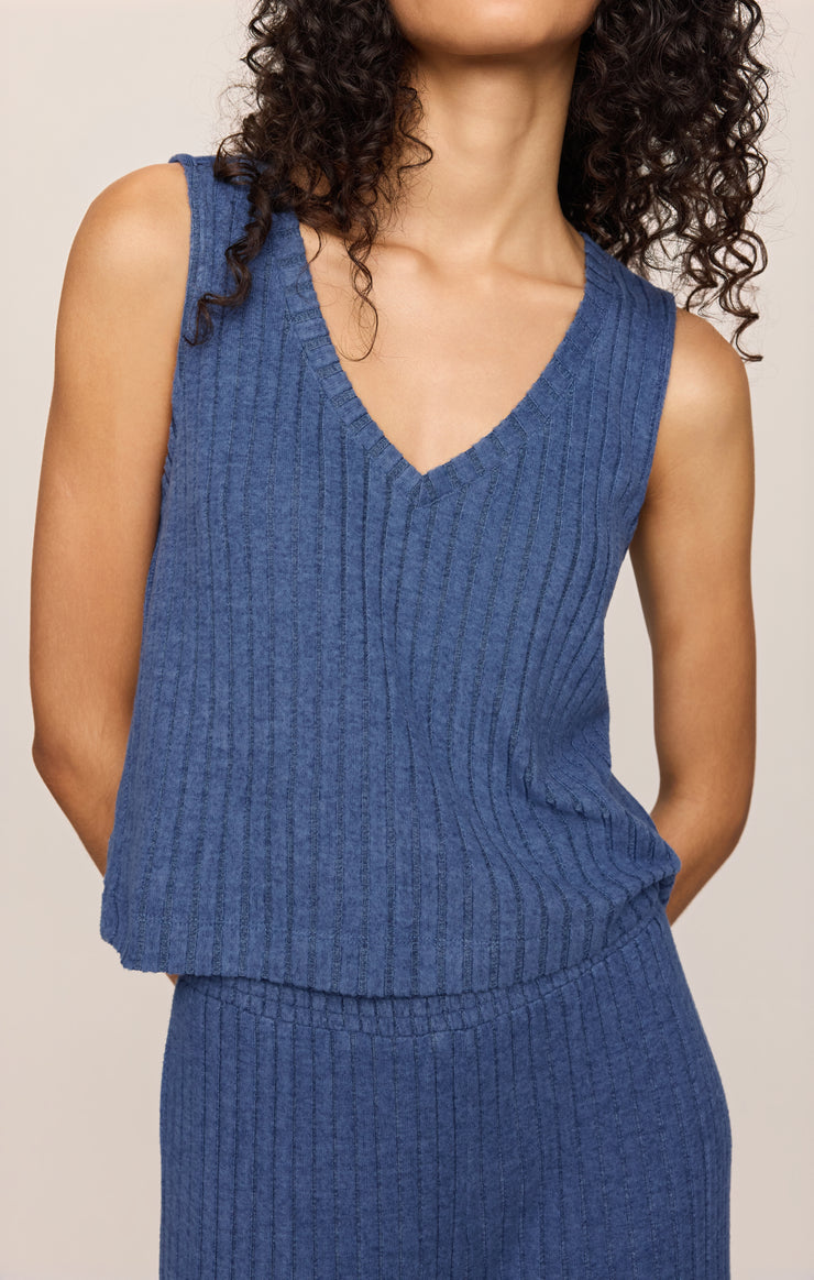 Tops Sloane V-Neck Rib Tank True Navy