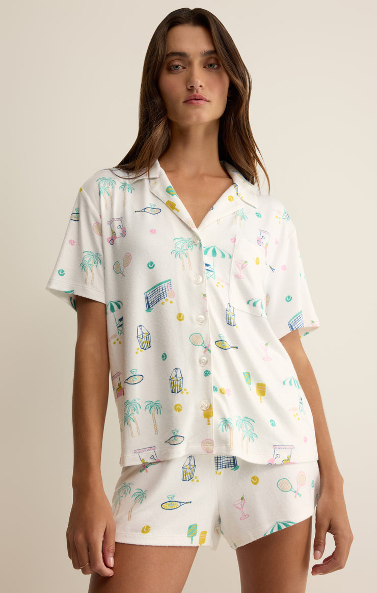 Tops Court Sports PJ Top White