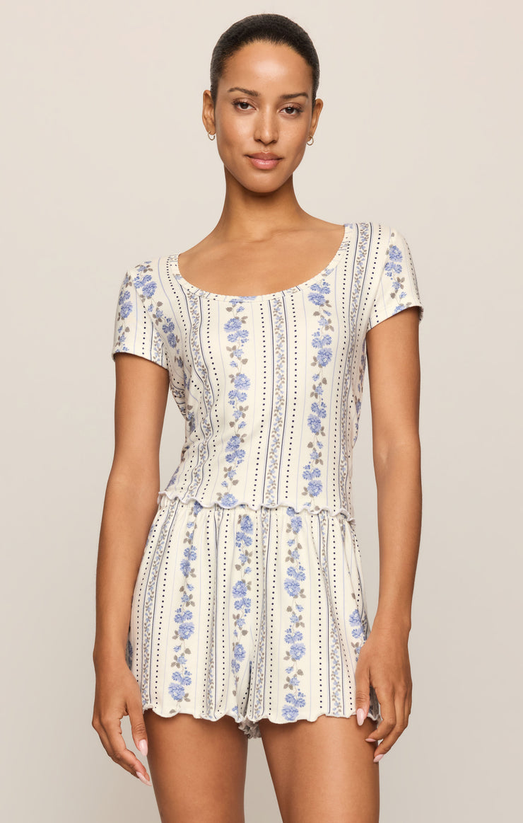 Tops Amour Boudoir Floral Tee Skyline