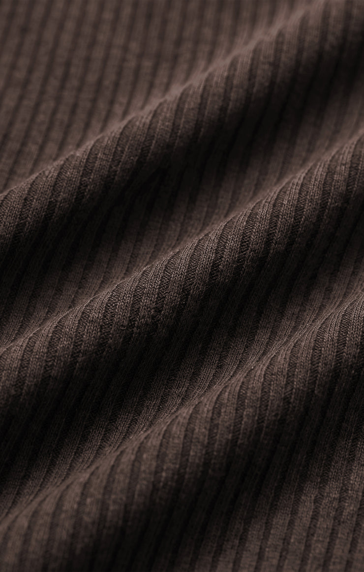 Tops Just Right Rib Henley Top Cocoa Bean